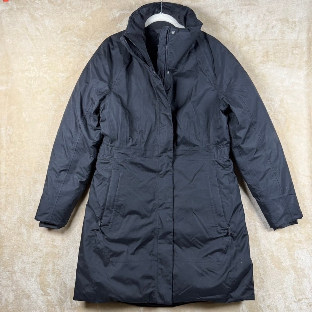 North Face Women L Arctic Parka 550 Down DryVent Black Long Winter Coat No Hood